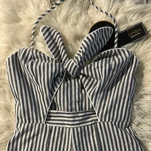 Linda Black and White Striped Jumpsuit thumbnail 2