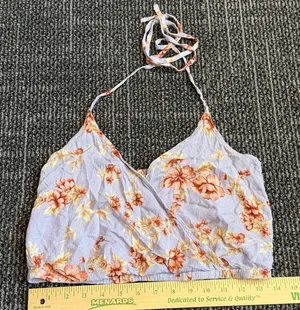 American Eagle Halter Crop Top Womens S Floral Y2K Cottage Core Fairy Hippie thumbnail 1