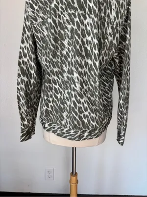 Green & White Denim Button Down Jacket thumbnail 6