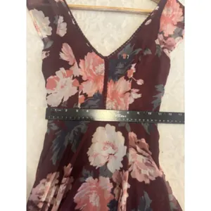 Abercrombie Womens Floral Maxi Dress Size XXS Tall Burgundy Lace thumbnail 11
