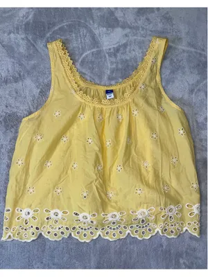 Old Navy Yellow White Eyelet Maxi Set L TALL thumbnail 10