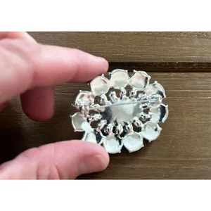 Faux turquoise/opal brooch aqua blue and silver back thumbnail 7