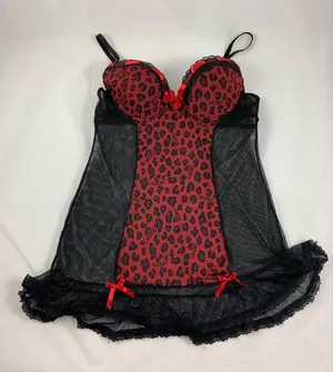 LG XOXO red black cheetah print corset bustier thumbnail 1