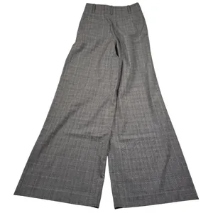 Alice + Olivia Wide Leg Pants Womens 4 Gray Glen Plaid High Waist Wool Office thumbnail 3
