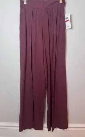 BECCA by Rebecca Virtue Pant Wide Leg Coverup Gauzy Side Slit NWT Coconut XS thumbnail 3