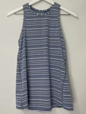 Lululemon All Tied Up Tank Top Blue & White‎ Stripe Size 2 thumbnail 4