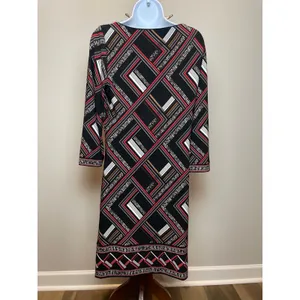 White House Black Market Dress Size M Geometric Shift Stretch Long Sleeves thumbnail 3