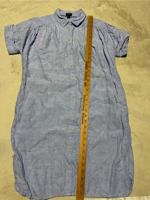 J. Crew Baird Mcnutt Irish Linen Blue Short-Sleeve Button-Front Shirt Dress XS thumbnail 4