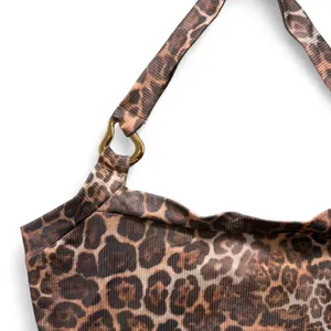 Leopard animal print halter top mini dress with gold detail thumbnail 2