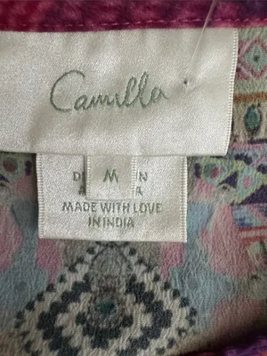 Camilla Pastel Floral Ikat Embroidered Top in Pink, Blue, Purple Size Medium thumbnail 12
