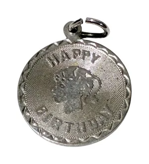 Vintage Sterling Silver Happy Birthday Pendant Charm Girl Head Jewelry thumbnail 1