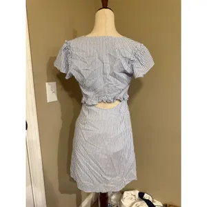 Lulus Blue and White Striped Mini Dress Cutout‎ Tie Front Short Sleeve S thumbnail 2