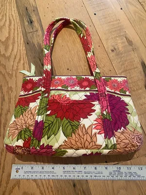 Vera Bradley Hello Dahlia Handbag Pink Flowers Quilted Shoulder Bag Tote Purse thumbnail 2