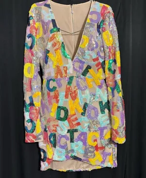 Unbranded Colorful Sequined Alphabet Letters Formal Ladies Party Dress size L thumbnail 1