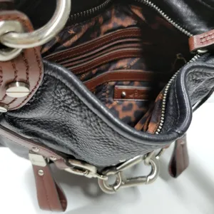 Vintage B Makowsky Pebbled Leather Crossbody Womens Black Bridle Buckle Logo thumbnail 14