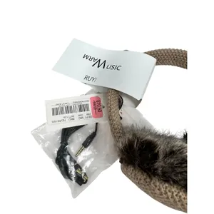 Ruyi Music Warm Knit Earmuffs with Built-in Headphones Tan Faux Fur‎ NWT thumbnail 2