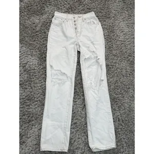 PacSun Women’s Dad Jean Size 23 Distressed Ripped Light Cream Denim High Rise thumbnail 2