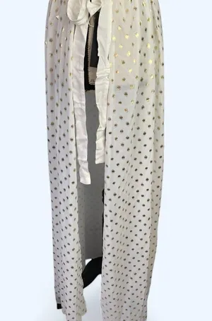 Lulus White Gold Polka Dot Cover Up Maxi Skirt Size S NWT thumbnail 5