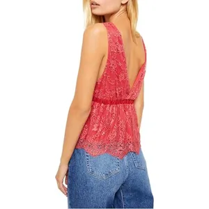Free People Chante Lace Tie-Front Tank Top Frenchie Kiss XS 0/2 NEW thumbnail 4
