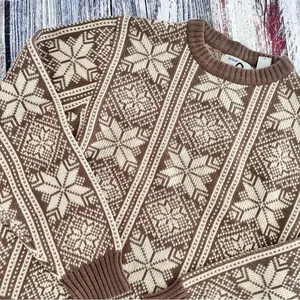 Vintage “Steep Slopes” Snowflake Sweater Tan Size M thumbnail 3