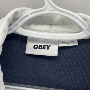 OBEY Riley LS Polo purple cropped oversized striped rugby 100% cotton size XL thumbnail 5