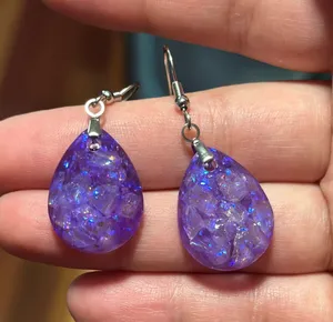 Purple handmade resin earrings thumbnail 1