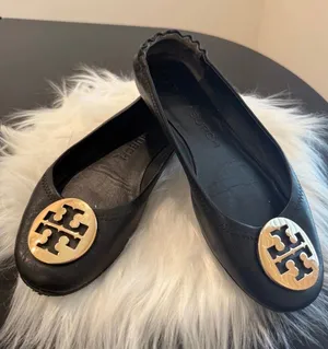 Authentic Tory Burch Minnie Travel Ballet Flats Black Leather US size 7.5 thumbnail 1