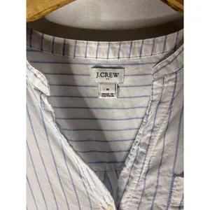 J crew factory Blue White Striped Tie Front Short Sleeve Button Down Shirt M thumbnail 3