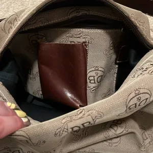 Vintage Dooney & Bourke Brown Leather & Canvas Print Shoulder Bag thumbnail 2