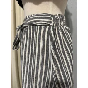 See You Monday Linen Blend Striped Midi Skirt‎ Size L Black White Nautical Cottagecore Modest thumbnail 11