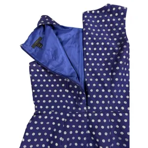 J.Crew Polka Dot Silk Blend Sheath Dress Women's‎ Size 2 Cobalt Silver Metallic thumbnail 8