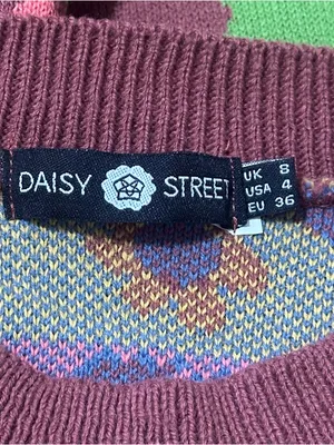 Daisy Street Women’s Size 4 Brown Multi Colored Floral Crewneck Sweater thumbnail 4