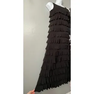 Dark Black Maxi Dress Size S M Sleeveless Tiered Ruffle Whimsigoth Romantic Fair thumbnail 4