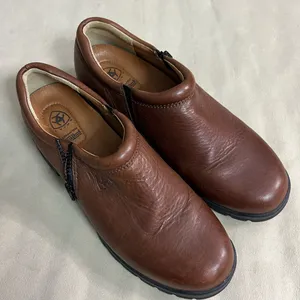 Ariat ATS Equipped Brown Leather Zip Clogs | Women’s 9B thumbnail 1