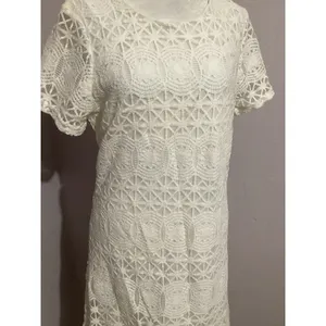 Lulu’s Love You For Eternity Off White Floral Lace Shift Short Sleeve Mini Dress thumbnail 3