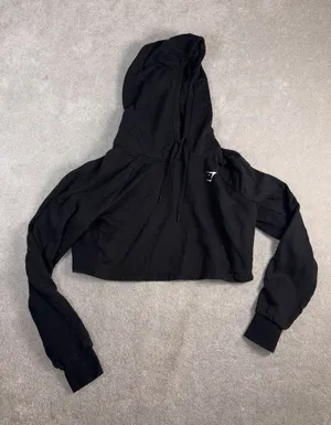 gymshark cropped hoodie Black Medium‎ Women's thumbnail 1