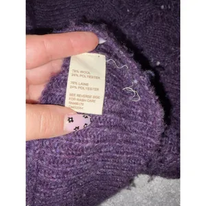 Free People Sweater Cardigan Wool Blend 4 Snap Purple Open Weave Chunky Knit M thumbnail 11