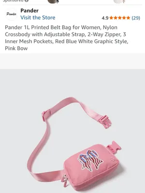 Pink Bow Printed Belt Bag - Women New Super Cute thumbnail 2