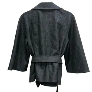 NWT‎ The Limited Wool Blend Peacoat Small Charcoal Gray Belted Cropped Coat thumbnail 4
