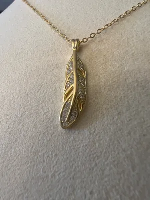 Cute feather dainty silver necklace 925 thumbnail 3
