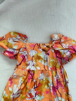 orange pink white cherry blossom dress thumbnail 2