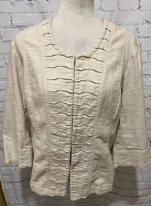 Coldwater creek Women’s Cream Linen Jacket With Hook Closure Size 14 thumbnail 1