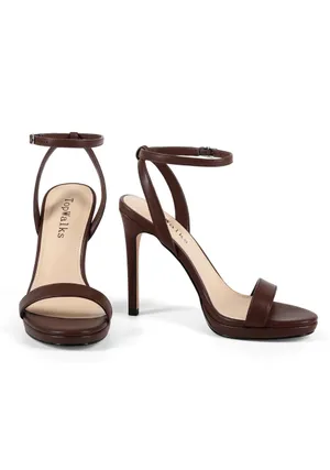 Brown Ankle Strap Heels Size 6 thumbnail 2