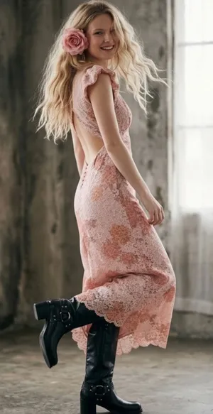 Free People Dainty Ethereal Butterfly Babe Lace Maxi Dress Antique Floral Small thumbnail 1
