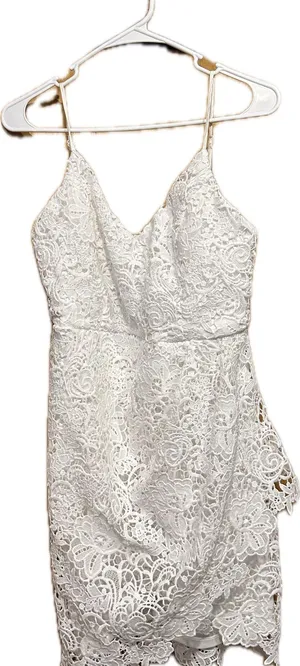 White Lulus Lace Dress Midi Medium thumbnail 1