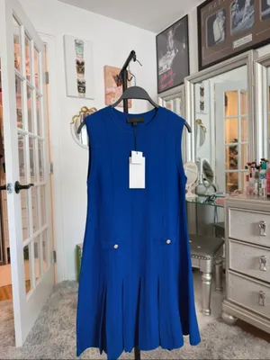 Zara Royal Blue Sleeveless Pleated Mini Dress thumbnail 8