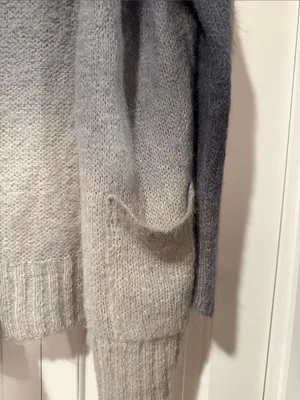 Anthropologie Ombre Gray Open-Front Fuzzy Cardigan alpaca wool medium thumbnail 2