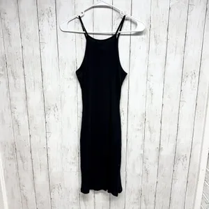 French Connection Dress Women Sz 4 Black Ribbed‎ Sleeveless Spaghetti Strap Midi thumbnail 7