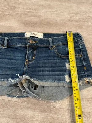 Hollister Dark Blue Frayed Hem Denim Shorts thumbnail 5