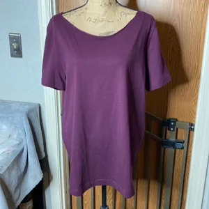 NWOT PINK Victoria’s Secret Maroon Tee Raw Edge Hem 100% Cotton Size Large thumbnail 2